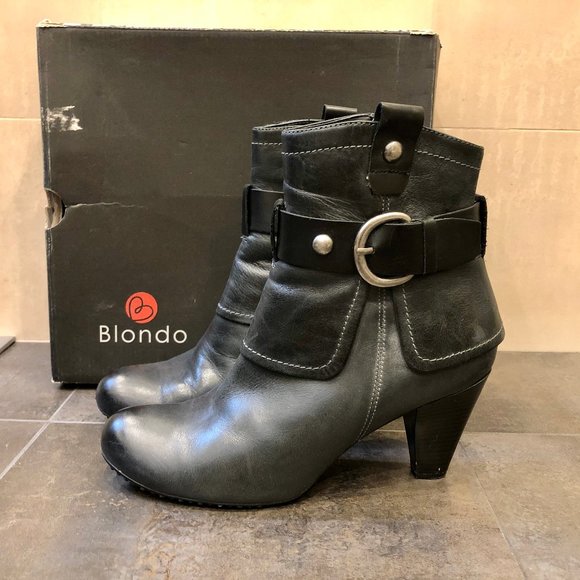 Blondo grey leather heeled ankle boots - Picture 2 of 11